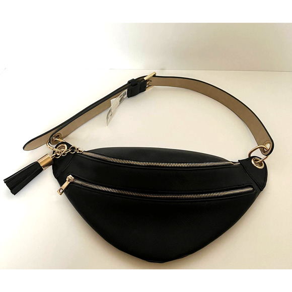 Macy's Black and Gold Fanny Pack - Picture 1 of 15